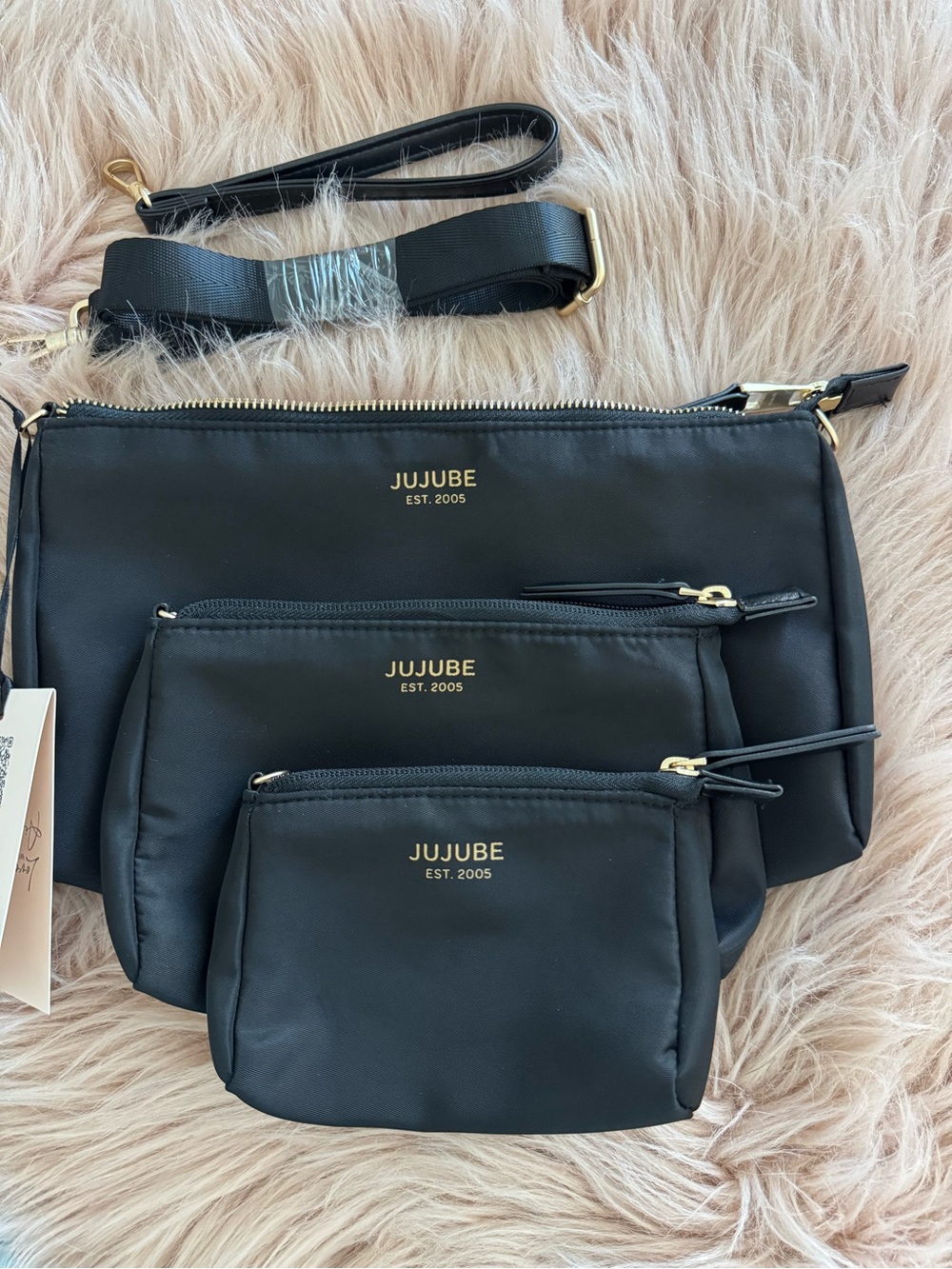 Ju-Ju-Be Black 3-Piece Convertible Crossbody Set with Gold Hardware